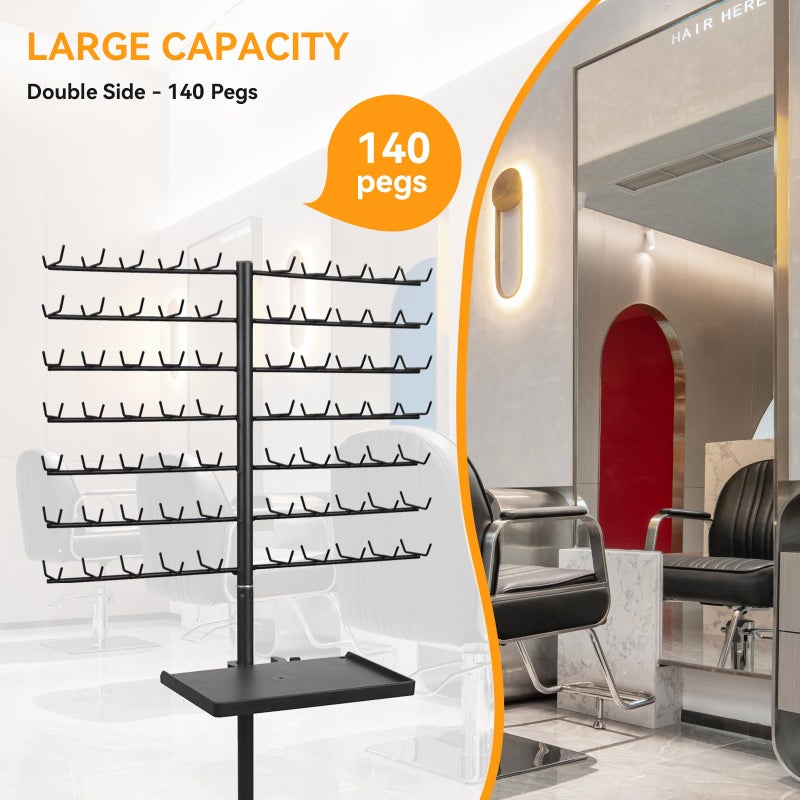 BRIAN & DANY حامل شعر للتضفير من بريان آند داني، 140 وتدًا، قابل لتعديل الارتفاع، مع صينية صالون، وحامل فاصل للشعر لمصففي الشعر، أسود - Image 3